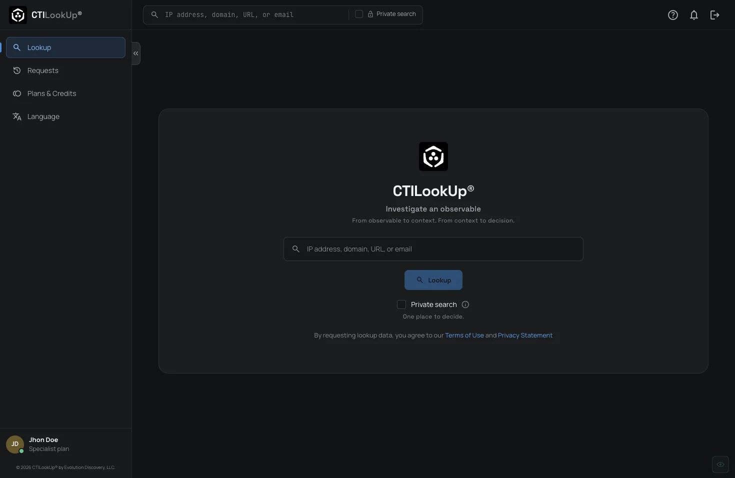 CTILookUp observable investigation workspace
