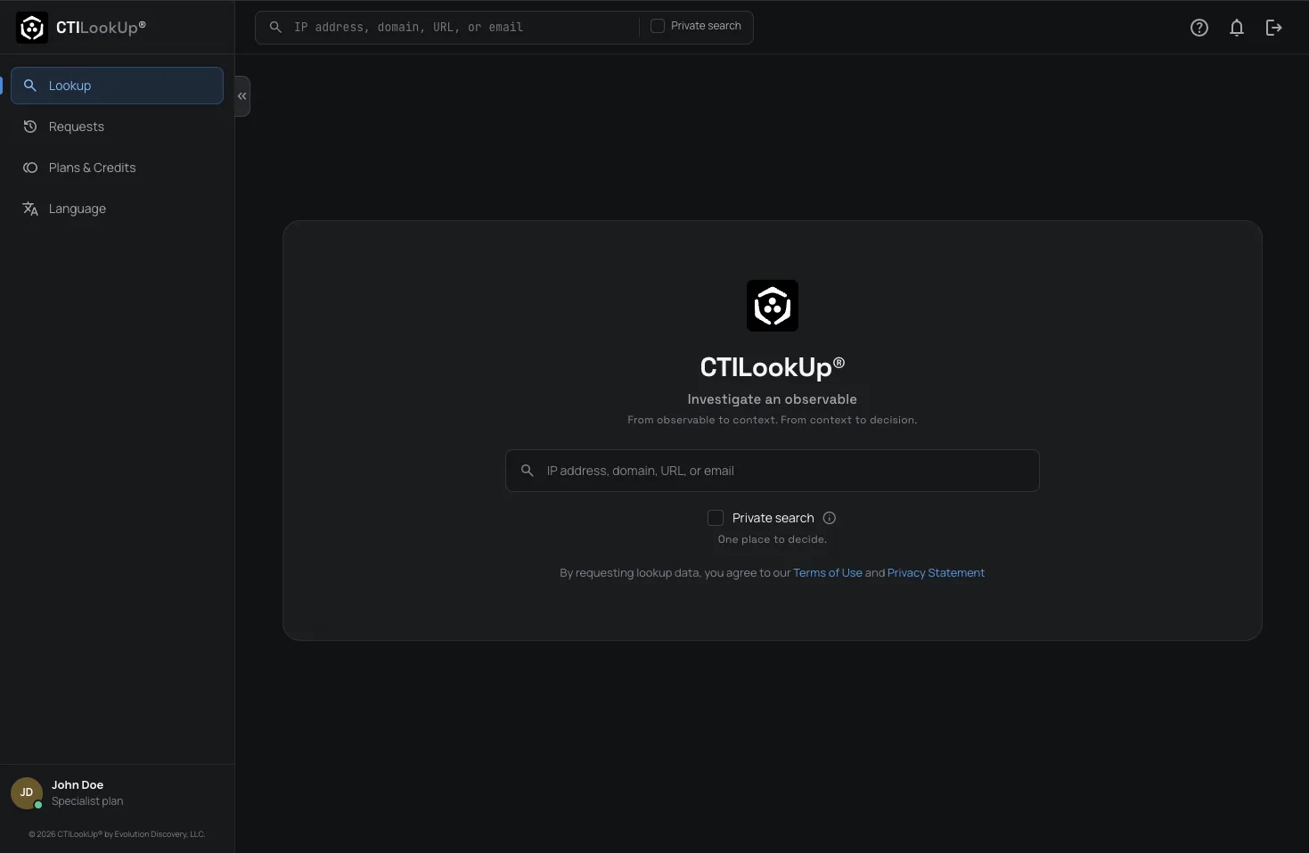 CTILookUp observable investigation workspace
